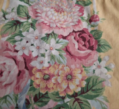 Croscill 窗帘 Valance Shabby 粉色玫瑰金色条纹美国制造 — 第 1/4 张图片