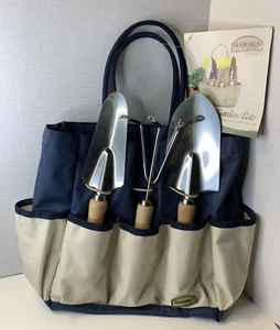 Picnic Time Large Garden Tote/Tools Eco-Friendly Safe Seal Navy/Cream READ DESC - Picture 1 of 10