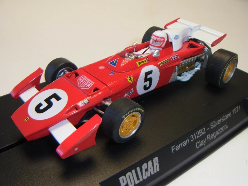 SLOT CAR POLICAR CAR05B FERRARI 312B2 #5 SILVERSTONE 1971 CLAY REGAZZONI