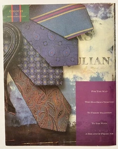 Colours by Alexander Julian Mens Ties 1988 Fashion Print Ad - Picture 1 of 2