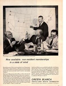 1958 Cresta Blanca Wine Company Triple Dry White Vermouth Livermore CA Print Ad