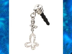 BUTTERFLY DANGLE Earphone Jack Dust Plug Cover Stopper Cell phone Iphone Android - Picture 1 of 2