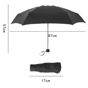 New Black Small Umbrella Rain Fashion Folding Women Gift Men Mini Pocket Parasol - Picture 1 of 6