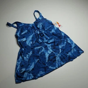 L.L. Bean Tankini Oberteil Damen 12 formend weich fallend marineblau Druck Sonne Smart UPF 50+ - Bild 1 von 19