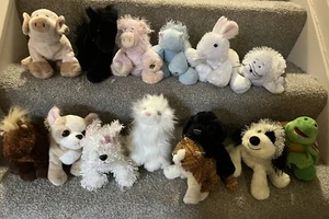 Webkinz Plush Lot Cheeky Dog Hippo Pig Chihuahua Black Lab Black Horse 14 Pets - Picture 1 of 7