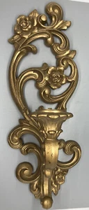 Vtg 1971 Gold Homco Candle Holder Sconce Ornate 4118 Hollywood Regency Wall Deco - Picture 1 of 1