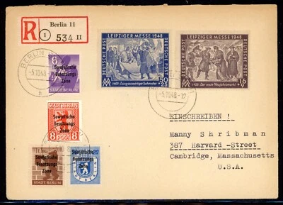 Germany 1948 RARE Registered Cover - Soviet Zone Stamps with Berlin Postmarks 💥 - Image 1 of 2
