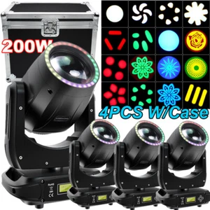 4PC 200W LED Beam Gobo Moving Head Light 8prism Dj Disco RGBW Stage Lighting DMX - Picture 1 of 18