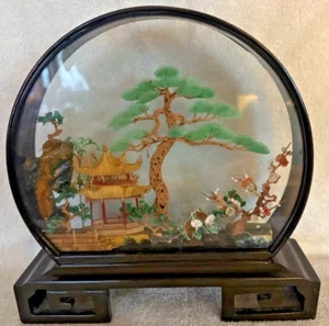 Vintage chinesische farbige Kork Holz graviert Land Landschaft Skulptur - Bild 1 von 16