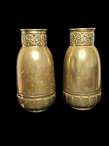 WÜMAK Germany Vases Jugendstil Style Hammered Gilt Bronze Over Copper c 1900's - Picture 1 of 11