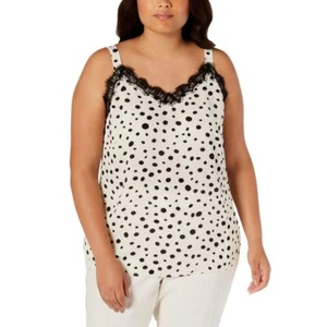 BAR III Women's Plus Polka Dot Lace-trim Cami Tank Shirt Top TEDO - Picture 1 of 2