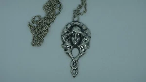 SCHÖNER JUGENDSTIL STERLINGSILBER DAMENANHÄNGER MIT KETTE, SIGNIERT - Bild 1 von 6