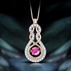 Created Pink Sapphire 925 Silver Charm Pendant Necklace 14k Rose Gold Plated