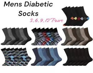 Mens Diabetic Socks Non Elastic Loose Top Soft Grip Gentle Cotton Size 6-11 - Picture 1 of 19
