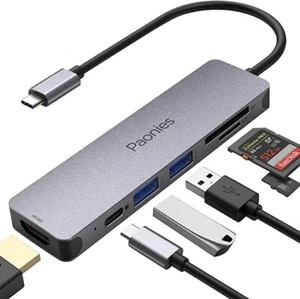 USB C Hub 7-IN-1 USB Hub Type C Hub with 100W PD Power Delivery, 4K UHD USB C to - Picture 1 of 6