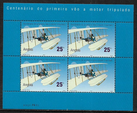 Angola #1241 Mint Never Hinged Sheet - Powered Flight - Plane Cover