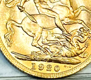 AUSTRALIA 1920 P PERTH GOLD SOVEREIGN RARE KEY DATE LOW MINT UNC #01 - Picture 1 of 3