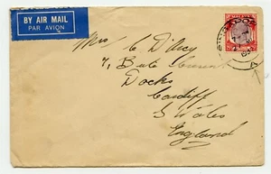 MALAYA STRAIT SETTLEMENTS 1937 Airmail Cover Singapore To Cardiff Wales A pmk - Imagen 1 de 1