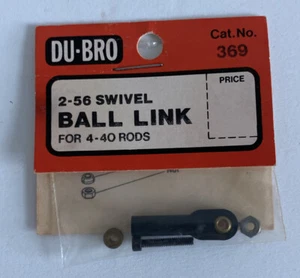 DuBro RC Airplane Swivel Ball Link 2-56 Bolt / 4-40 Rod Hardware Black DUB369 - Picture 1 of 1