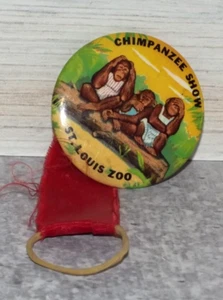 St Louis Zoo Vintage Chimpanzee Show Pinback Button Rare B133 - Picture 1 of 1