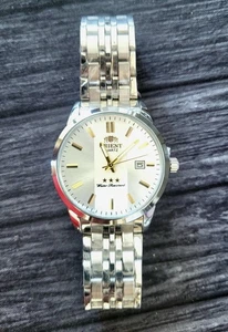 Vintage Japan Orient 3 Star Mens Silver Watch Silver Dial - Bild 1 von 7