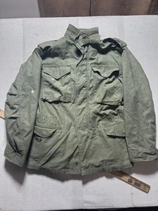 Vintage 60s 70s Army OG 107 Cold Weather Field Jacket Small M65 Coat Flaws - Picture 1 of 11