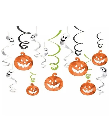 Hanging Pumpkins and Ghosts Swirl Decorations - Image 1 of 3