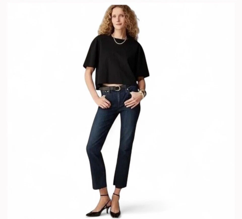 J Crew 9" Demi Boot Crop Jeans Kick Flare BT563 Size 27 Dark Worn Wash - Image 1 of 4