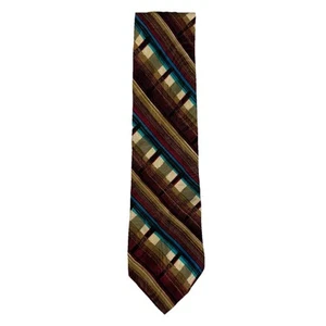 VTG Bugatti Necktie Italian Silk 56” x 3.75” Striped Multicolor Abstract 90s USA - Picture 1 of 15