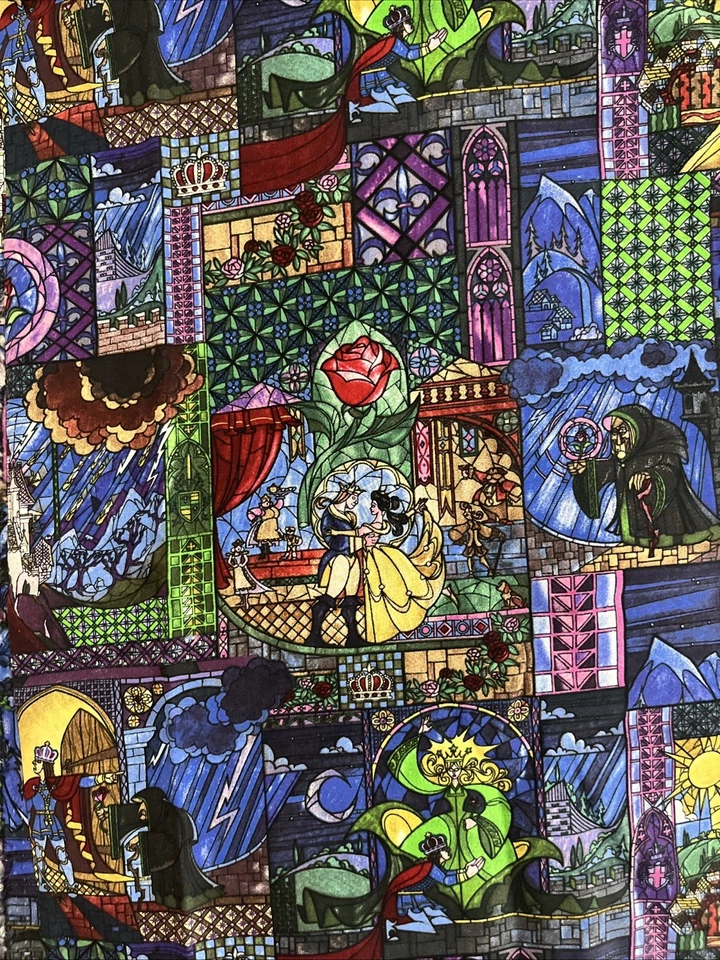 Disney Beauty and The Beast Belle Stained Glass  MULTI COLOR 1YD BY 44"W   NEW - Image 1 of 1
