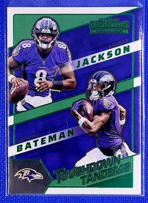 2022 Contenders Touchdown Lamar Jackson Rashod Bateman Tandems Emerald #TDT-LJA - Image 1 of 2
