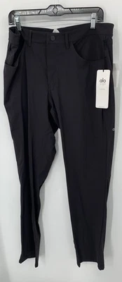 Pantalones Alo Hombres Negros Día y Noche Mezcla de Nylon Frente Plano Pierna Recta NUEVO talla 36R Foto 1 de 4