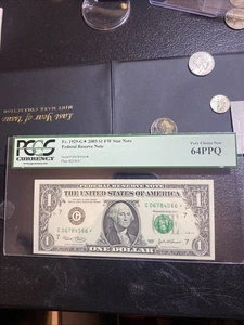 🔥 2003 $1 Fed Reserve Note (Fr 1929-G*) ⭐️ PCGS 64 PPQ 1 Of 2 Consecutive 🔥 - Picture 1 of 6