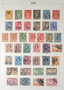 THAILAND Briefmarken auf alter Albumseite gemischt (HcW4) - Bild 1 von 4