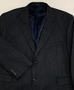 VTG Lauren Ralph Lauren Gray/Navy/Brown Lambswool Houndstooth Tweed Blazer 50S - Picture 1 of 9