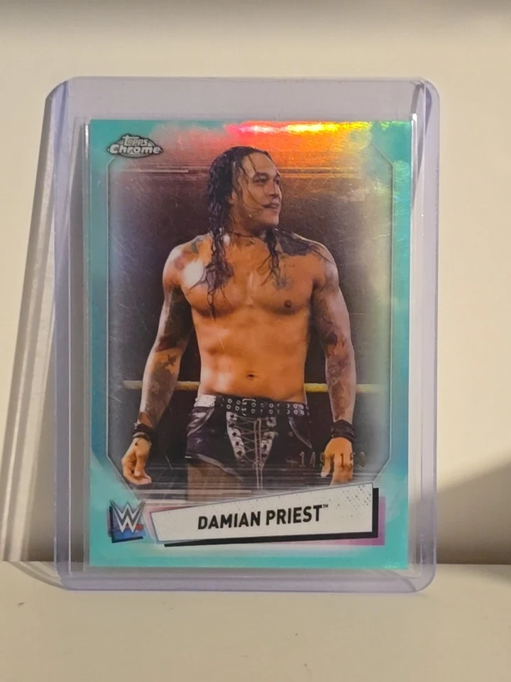 2021 Topps Chrome WWE DAMIAN PRIEST #80 Green Refractor Parallel Card #/150 SP - Image 1 of 3