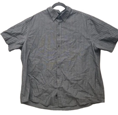 Merona Men's Collared Button Down Grey Plaid Short Sleeve Shirt XXL - Image 1 of 3