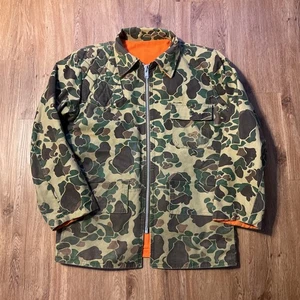 Vintage 70s Sears Roebuck Duck Camo Reversible Hunting Jacket Talon Zip Large - Picture 1 of 10