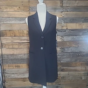 Long Vest Womens XS NWT Black Worthington Business Professional Meeting Top - Picture 1 of 12