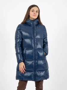 Save The Duck 0 XS Luck17 Ines hooded ink blue long down jacket Parka - Picture 1 of 7