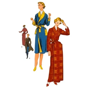 1950s Pattern, Vogue Housecoat, Wrap Front Robe - Bust=34”-36” (86cm-92cm) - Bild 1 von 2