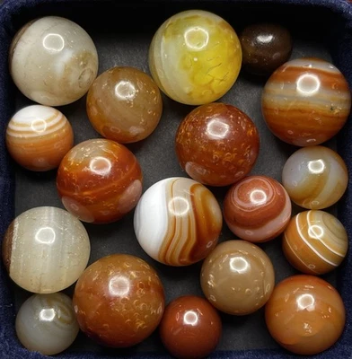 Mostly all German Hand Faceted Agate Marbles. 7/32”-13/16”. NM ➡️ MINT. - Image 1 of 2
