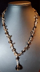 Vtg Sterling Silver Smoky Quartz Necklace/large Center Drop 20" - Picture 1 of 9