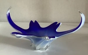 Somerso Free Form Glass Dish Deep Blue, Milk Glass - Picture 1 of 12