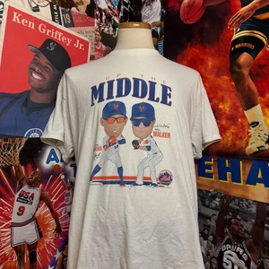 New York Mets Neil Walker Jose Reyes Retro Baseball Caricature T Shirt MLB XL - Picture 1 of 6