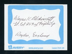 Wayne Blickenstaff American Fighter Pilot Ace-10 Signed 2.4x3.4 Bookplate E28322 - Picture 1 of 1