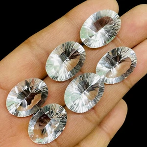 6 Stck. Natürlicher Weißer Quarz 19,5-20 mm Oval Konkav Schliff Lustvolle Lose Edelsteine Posten - Bild 1 von 12
