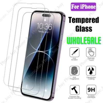 Lot Bulk Tempered Glass Screen Protector For iPhone 15 14 13 12 11 Pro XR 8 7 6 - Image 1 of 4