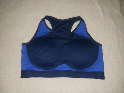 Blue Colorblock Crane Sports Bra Keyhole Back Adjustable Womens XL 40B-40C - Image 1 of 4