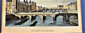 2-Original 1800s Paris Architecture Landscape engravings hand painted Art Prints - Picture 1 of 12